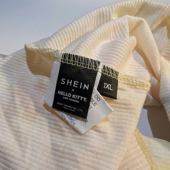 SHEIN X Hello Kitty Yellow Tie Dye Ruffle Cropped Long Sleeve Top 1X - Picture 3 of 3